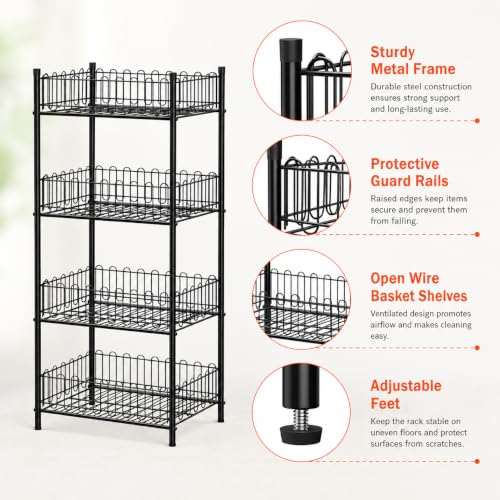 Water Bottle Organizer 4 Tiers Free Standing Water Bottle Holder Beverage Soda Can Drink Holder Stand Can Organizer Storage Rack for Pantry Kitchen Food Storage, Black - view 6