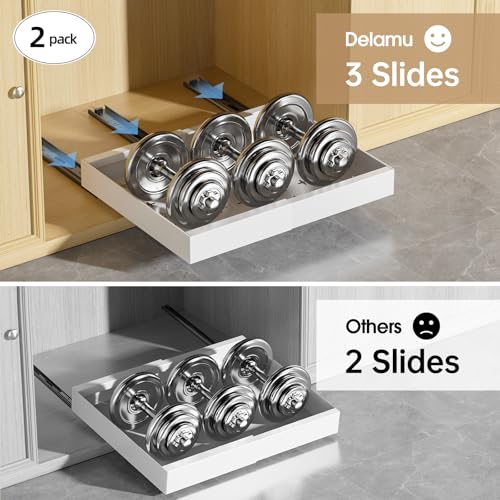 16" Deep Pull Out Cabinet Organizer with 6 Dividers, Expandable (11.7 "-20" W) Pull Out Drawers for Cabinets, Cabinet Trays Pull Out for Cabinets in Kitchen, Pantry or Bathroom, White, 2 Pack - view 5