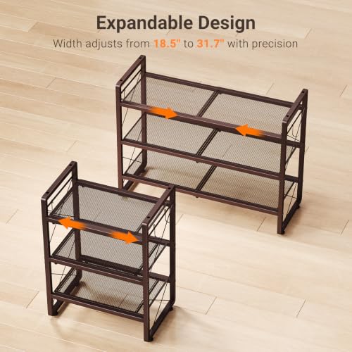 Expandable Shoe Rack for Closet, 3-Tier Metal Bronze Shoe Organizer - view 4