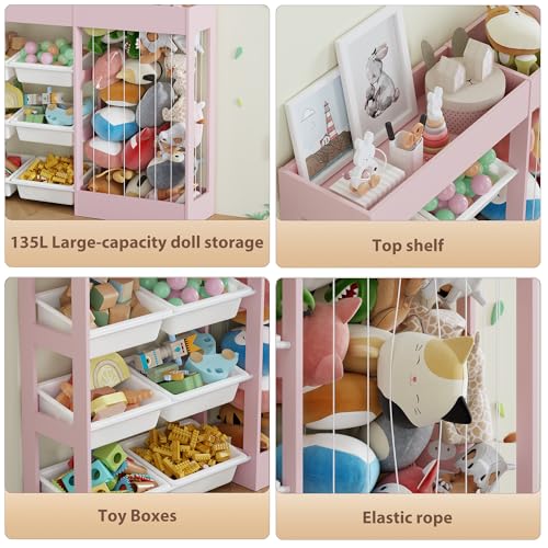 VontinT 50.6"W Toy Organizers and Storage with Stuffed Animal Zoo, Wooden - view 4