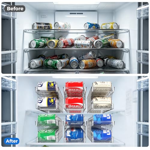 2 Packs FIFO Rolling Soda Can Organizer for Fridge, Holds 20 Cans - view 6