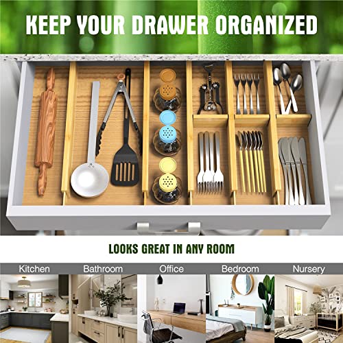 4 Pcs Expandable Bamboo Drawer Dividers, Fits 17.6-21.6" Drawers - view 6