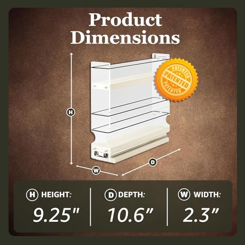 Narrow Spice Rack -Sliding Spice Jars Organizer - Pantry Organizers & Storage - Slide Out Drawers for Kitchen Cabinets -Seasoning Caddy (2.3" W x .9.25" H x 10.6"D, Partially Assembled) - view 2