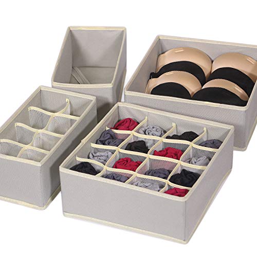 12 Pack Foldable Drawer Organizer Dividers Cloth Storage Box Closet Dresser Organizer Cube Fabric Containers Basket Bins for Underwear Bras Socks Panties Lingeries Nursery Baby Clothes Gray - view 7