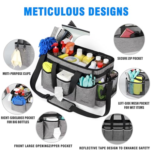Wearable Cleaning Caddy Bag, Cleaning Caddy Supplies Organizer with Handles for Cleaners & Housekeeper, Under Sink & Car Cleaning Tool Organizers Bag with Adjustable Shoulder Strap&Waist Belt - view 3
