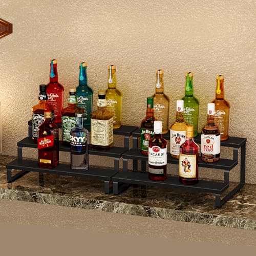 3 Tier Spice Rack, Set of 2 Wooden Spice Rack for Countertop, Cabinet Organizer Shelf Kitchen Counter Storage Shelves Cupcake Stand Holder Display Stand, Black - view 4