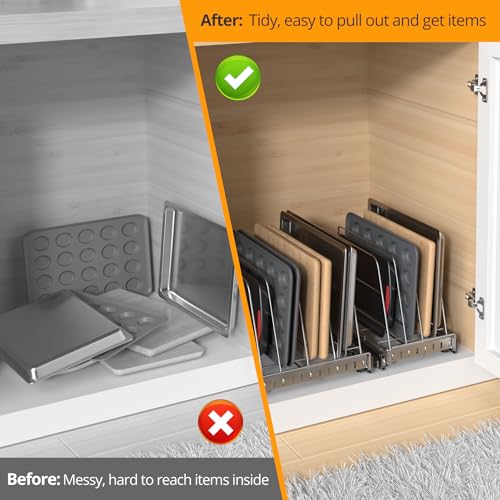 Pull Out Cabinet Organizer for Cutting Board, Cookie Sheet, Baking Sheet - view 3