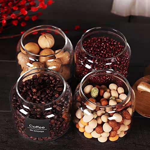 Glass Jars with Airtight Lid [Set of 4],Kitchen Canisters, Borosilicate Storage Containers,Retro Design, jars for Candy,Cookie,Rice,Sugar,Flour, Flour,Pasta,Nuts and Spice Jars - view 6