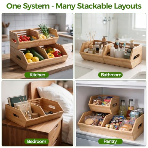 Extra Large Bamboo Pantry Storage Bins-Potato and Onion Food Storage Bin - view 5
