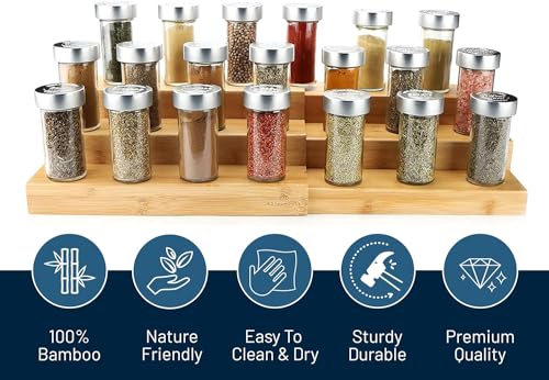 Bamboo Expandable Spice Rack Organizer, 3-Tier Adjustable, Pack of 2 - view 5