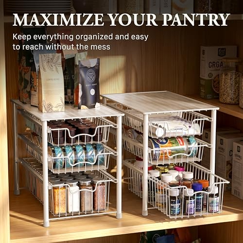 Stackable 3 Tier Sliding Basket Organizer Drawer, White - view 7