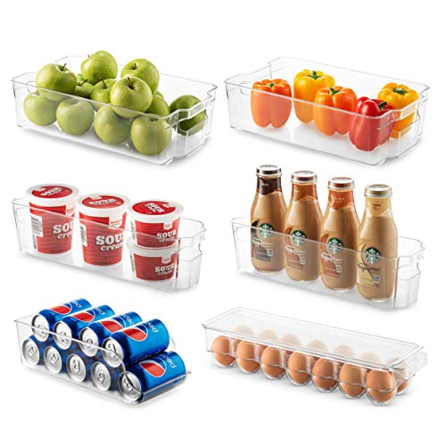 Set Of 8 Refrigerator Pantry Organizer Bins - Clear Food Storage Baskets for Kitchen, Countertops, Cabinets, Fridge, Freezer, Bedrooms, Bathrooms - Stackable Plastic Household Storage Containers - view 7