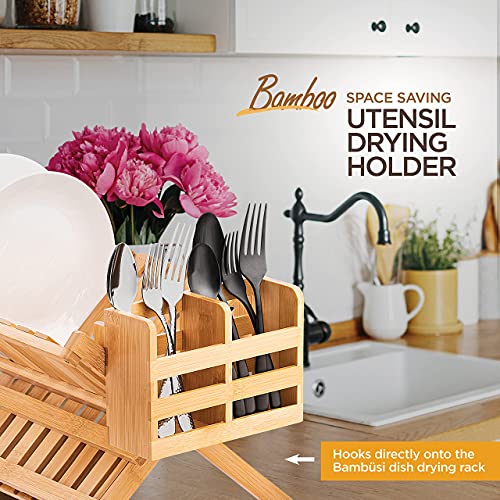 Bamboo Dish Drying Rack and Utensil Holder Set Bundle - view 5