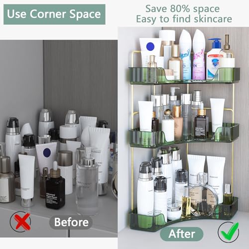 Corner Bathroom Organizer 3 Tier Makeup Countertop Shelf for Vanity - view 4