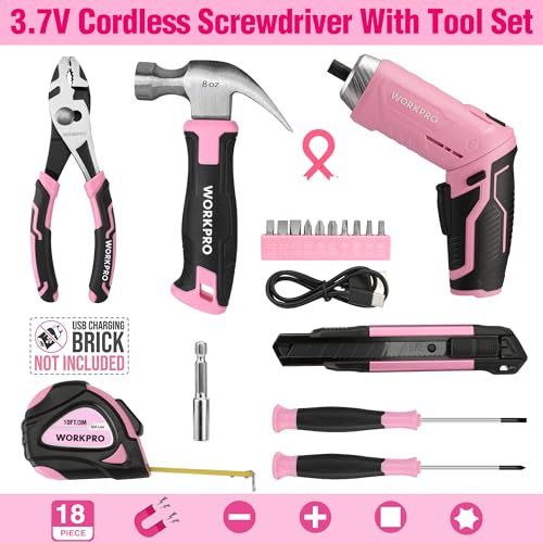 Pink Tool Set, 3.7V Electric Screwdriver Kit with Toolbox - view 2