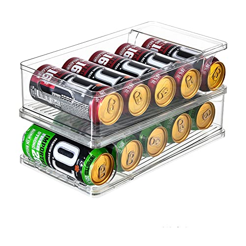 2-Tier Large Stackable Soda Can Organizer for Refrigerator - For Tall Cans of 500ml/17oz - Fridge Can Organizer Dispenser, Beverage Can Holder for Refrigerator, Pantry, Cupboard
