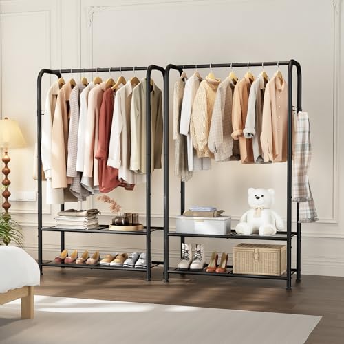 Wardrobe Standing Closet Clothing Rack With Shelf Hanging Clothes - view 6