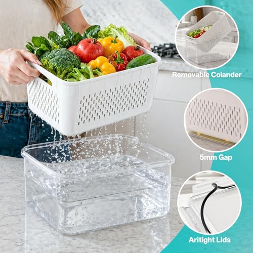 4 Pack Fruit Storage Containers for Fridge Set, BPA Free Produce Containers - view 2