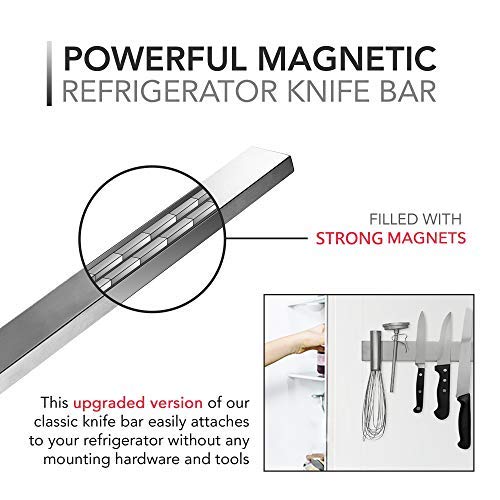 16 Inch Magnetic Knife Holder for Refrigerator, Magnetic Knife Holders for Fridge or Kitchen Wall No Drilling, Magnet Strips for Knives & Metal Utensils, Tool Rack, Stainless Steel - view 6