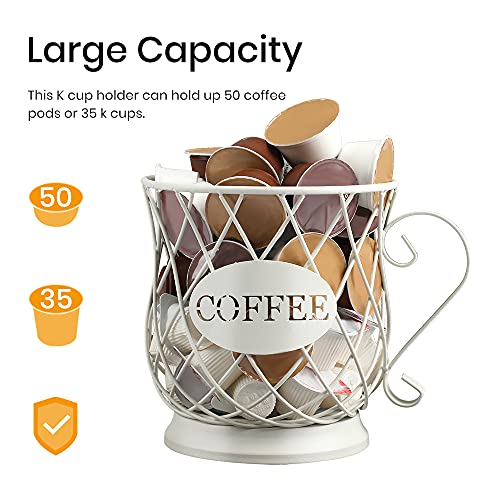 White Medium Coffee Pod Capsule Storage Holder for 35 K Cups Capacity K Cup Holder K Cup Organizer - view 3
