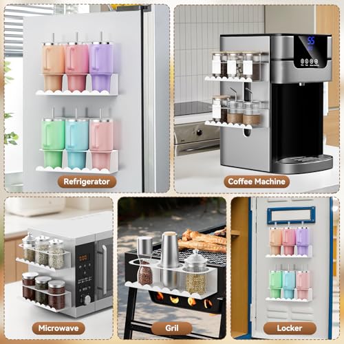 Magnetic Stanley Cup Holder for Fridge, Water Bottle Holder for Stanley 30&40 oz and Tumbler Organizer for Kitchen, Metal Stanley Cup Accessories, 2 Pack, White - view 6