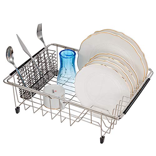 Cutlery Utensil Silverware Drying Rack, Flatware Storage Solution Basket with Hooks for Kitchen Dish Drainer Dish Drying Rack, Rust Proof Nickel - view 6