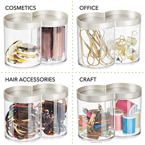 Plastic Canister Jar Organizer Set with Storage Lid - Home Decor Holder for Bathroom/Restroom Vanity Countertop, Cabinet - Holds Cotton Balls, Soap, Lumiere Collection, Clear/Matte Satin - view 5