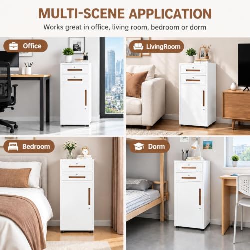 Modern Lockable Office File Cabinet, Metal Steel Storage Solution for Home & Office, Secure Filing System with Adjustable Shelves, Stylish & Durable Design - view 7