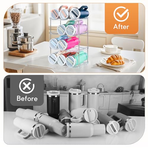 Water Bottle Organizer, Stackable Bottle Storage Rack, 4 Pack Water Bottle Holder for Kitchen Fridge Cabinet Organization and Storage, Plastic Wine Rack/Drink Bottle Holder (2 Pack - Hold 6) - view 4