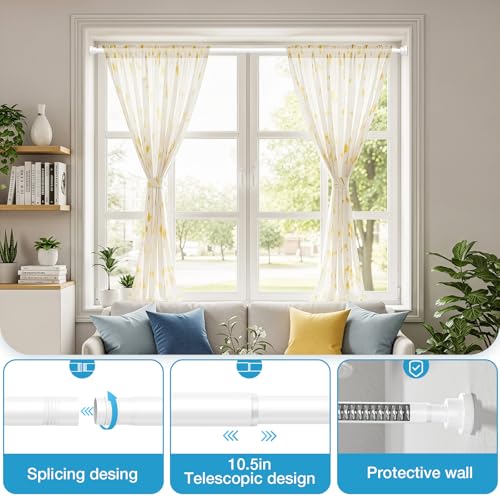 Tension Curtain Rod 31-76 In Spring Adjustable Tension Rods No Drill White - view 6