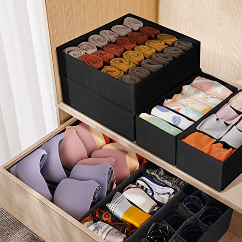 12 Pack Drawer Organizers, 116 Compartments Fabric Foldable Dresser Drawer Organizers for Clothing, Closet Organizers and Storage Bins for Clothes, Christmas Ornament Storage Boxes with Dividers - view 5