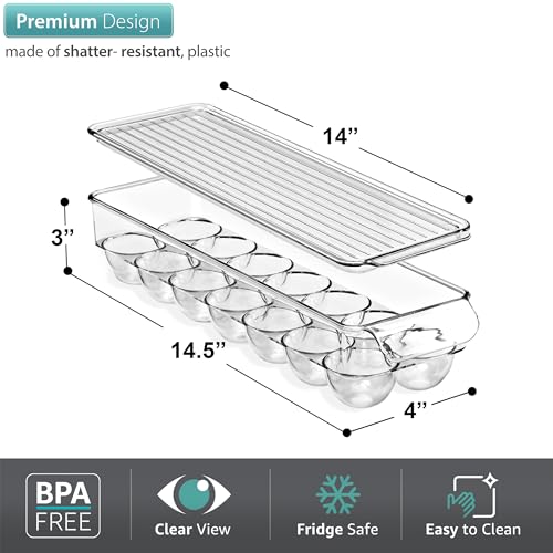 Soda Can Organizer for Refrigerator & Egg Holder for Fridge Set, 4 Stackable Can Holder Dispenser Holds 12 Cans Each & 2 Egg Holders with Lid holds 14 eggs for Fridge, Pantry, Freezer, BPA-Free - view 4