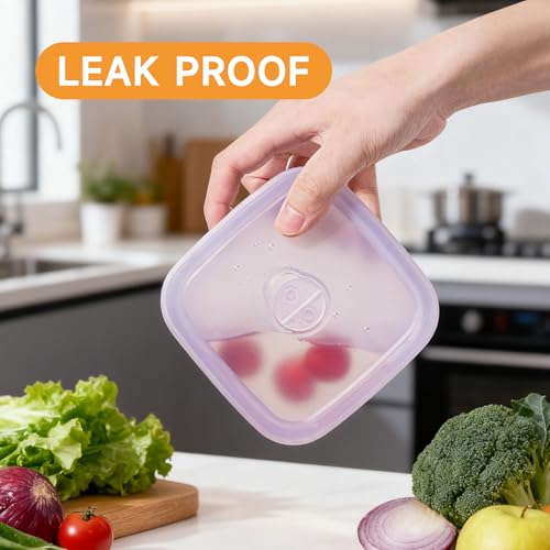 Set of 2 Reusable Silicone Containers Clear, Nesting Leak-free Silicone Food Storage Boxes, BPA Free, Airtight, Dishwasher and Freezer Safe - view 3