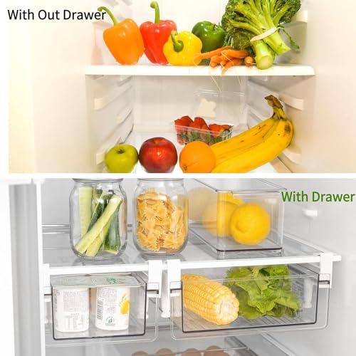 Large Fridge Drawer Organizer 14in-20in Upgradation Refrigerator Undershelf Drawer, Extra-Deep Storage Deli Meat, Cheese, Eggs, Fruit, Vegetable - view 2