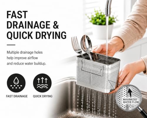 SUS 304 Silverware Basket for Dish Rack, Hanging Utensil Holder - view 6