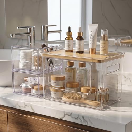 Under Sink Organizer 3 in 1, Stackable Acrylic Bathroom Storage, Trash Bag Dispenser and Dishwasher Pods Holder for Kitchen and Laundry Room Organization - view 5