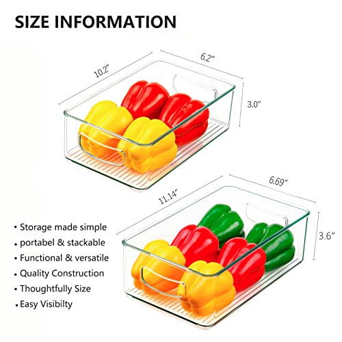 Set Of 8 Stackable Pantry Organizer Bins, Clear Plastic Storage Bins for Home Edit Fridge Cabinet Organizing Storage Containers (4 Large and 4 Medium) - view 6