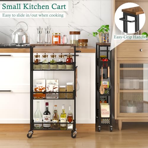 Utility Slim Storage Cart on Wheels, 4 Tier Laundry Room Organizers - view 6
