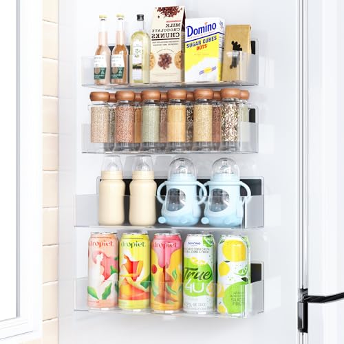 Magnetic Spice Rack for Refrigerator Clear, 4 Pack