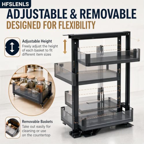 Blind Corner Cabinet Organizer, Hidden Corner Access Rack Slide-Out Kitchen Storage Tray Pull-Out Shelf Rack Storage System with 4 withstand 33lbs separate baskets for Kitchen Cupboard Pantry - view 6