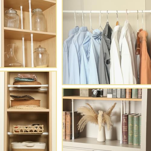 2 Pcs Small Tension Rod 12-20 inch Spring Rod, Tension Rod Spring Tension Rod, Small Tension Curtain Rod, Short Thin Tension Rods, Mini Tension Rods for Closet, Cabinets, Cupboard, Drawers, White - view 2