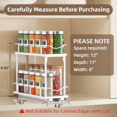 Pull Out Spice Rack 2 Pack,Slide Out Cabinet Spice Rack,White - view 5
