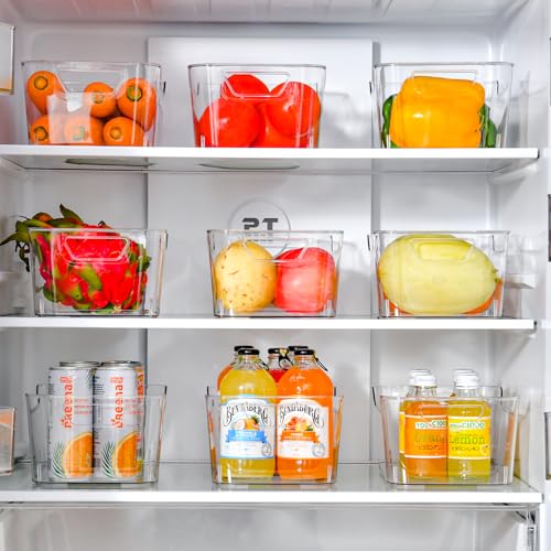 12 Pack Clear Plastic Storage Bins, Pantry Organizers and Storage, Clear Pantry Organizer Bins, Plastic Containers with Handle for Kitchen,Freezer,Cabinet,Closet,Bathroom Under Sink Storage - view 3