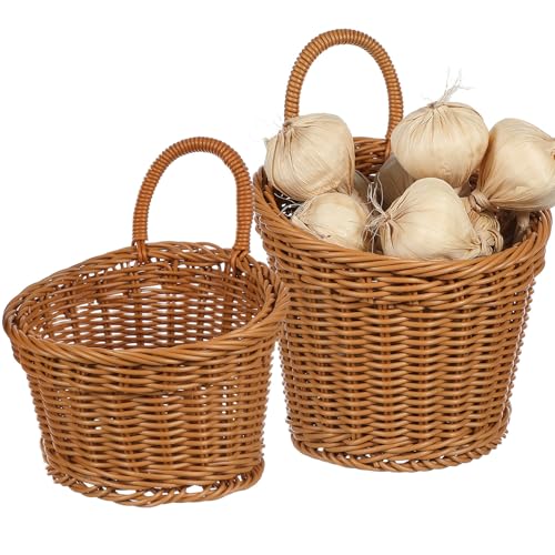2pcs Hanging Storage Basket Wall Organizer Garlic Fruits and Vegetables