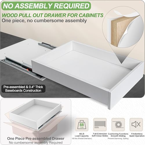 Wood Pull Out Drawer for Cabinet Fully Assembled, 20" W x 21" D - view 4