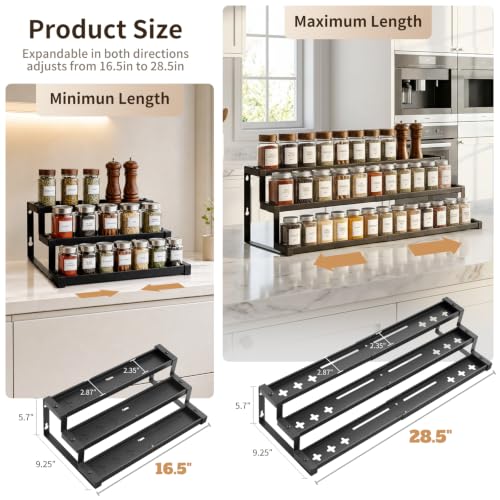 Expandable Spice Rack Organizer for Cabinet, Supports 17.6 lbs Per Tier - view 2