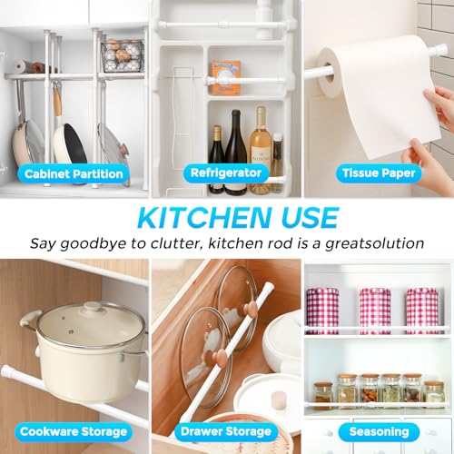 Tension Curtain Rod 12-20inches Small Tension Rods White Adjustable Spring Tension Curtain Rods 6 Pack Mini Curtain Rod Short for Cupboard Closet Rod Kitchen Drawers No Drill Cupboard Cabinets - view 5
