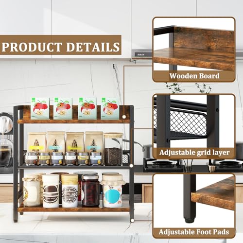 3-Tier Spice Rack，Kitchen Countertop Organizer,Brown - view 5