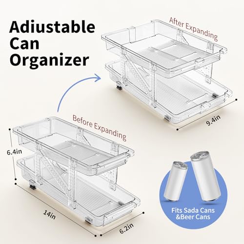 Drink Organizer for Fridge, Adjustable Soda Can Dispenser 2 Pack - view 3