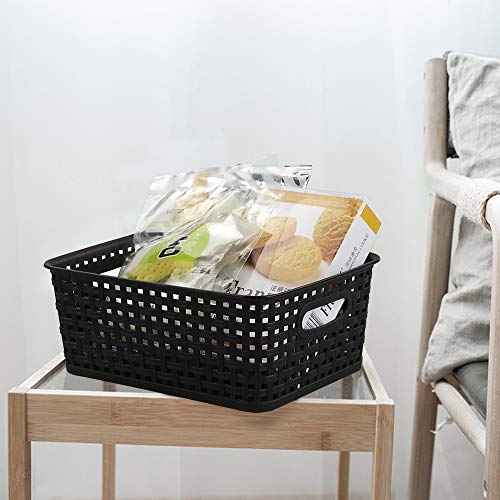 Set of 6 Plastic Storage Bins and Small Baskets, Black - view 4